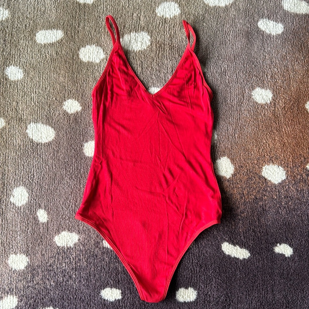Red XS Thong Bodysuit